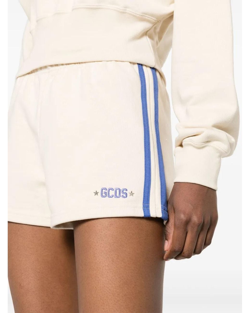 Gcds Natural Logo-Embroidered Jersey Shorts