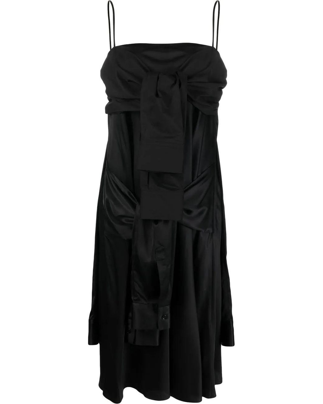 MM6 by Maison Margiela Black Knot-Detail Cotton Dress
