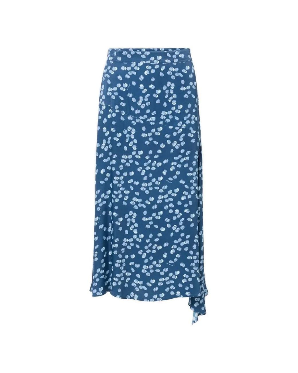 Iceberg Blue Lemon-Print Midi Skirt