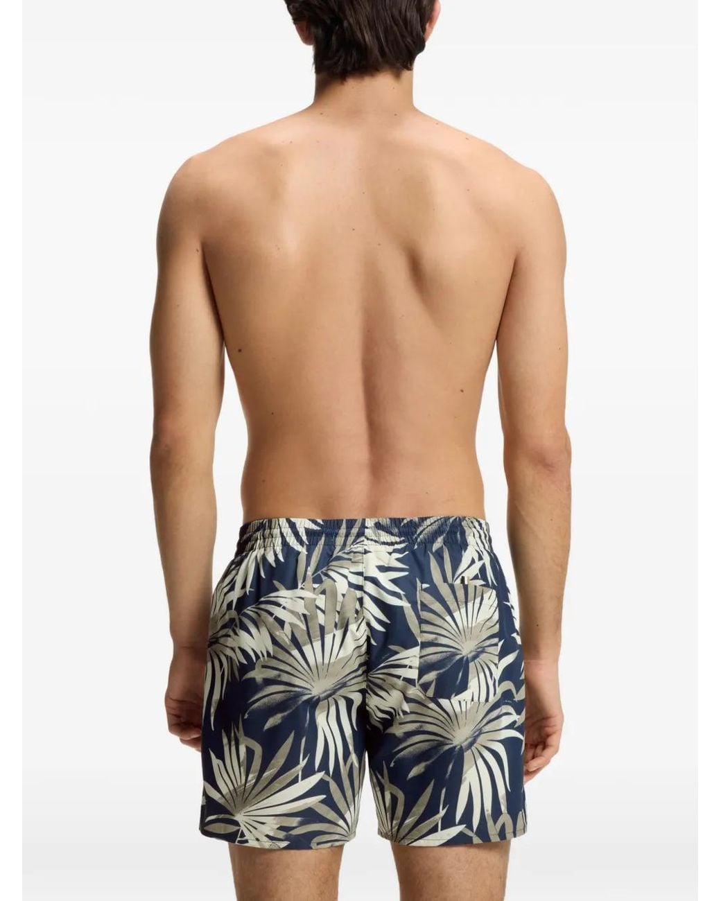 Boss Blue Swim Shorts With Allover Print for men