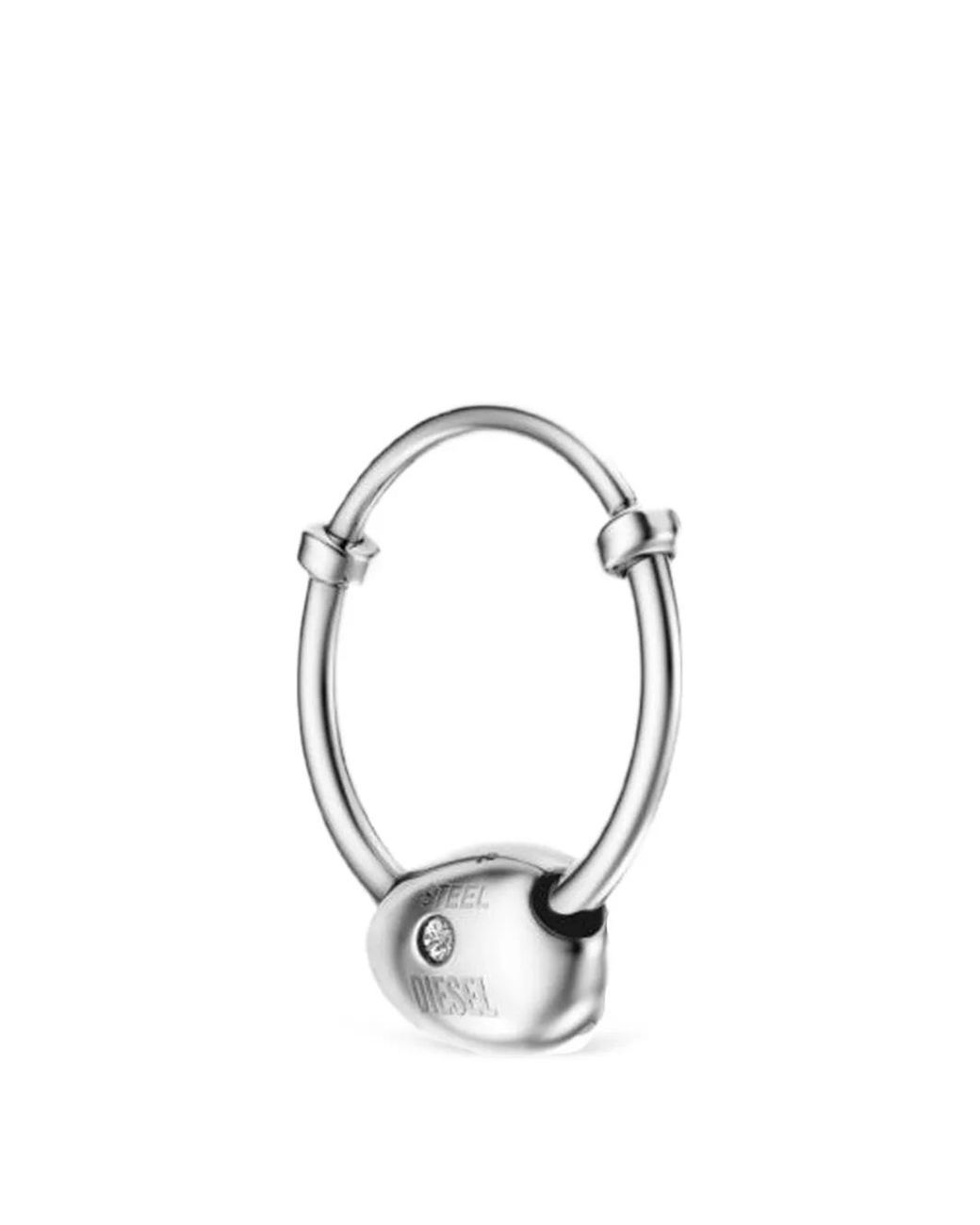 DIESEL Metallic Stainless Steel Hoop Earring