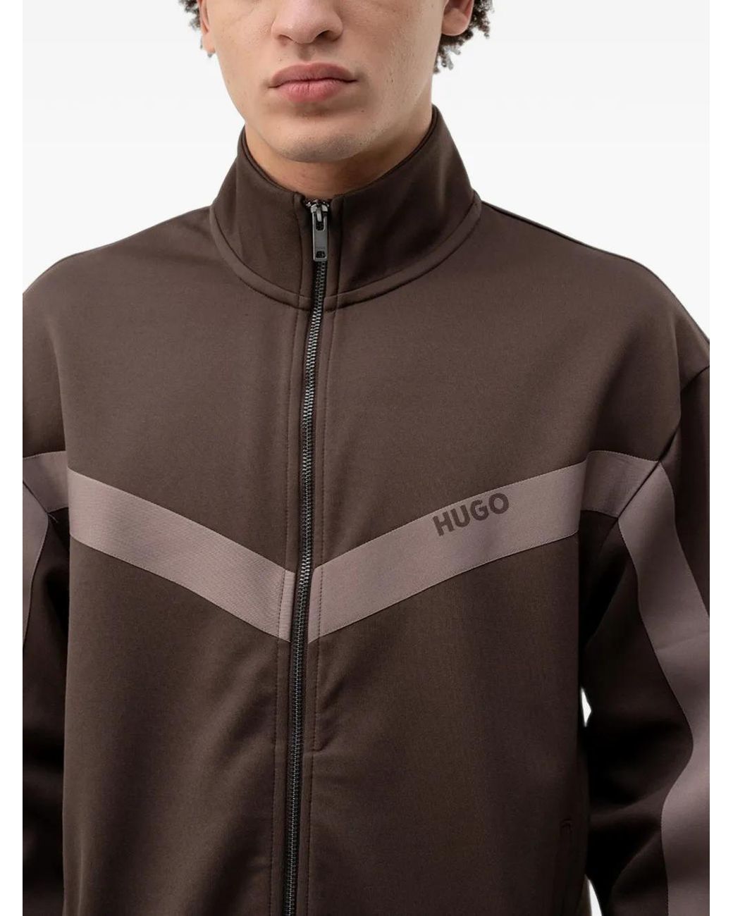 HUGO Brown Zip-Up Sweatshirt for men