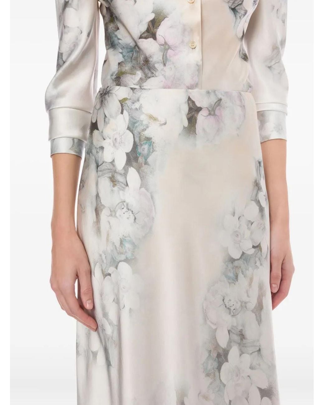 Falda larga de satén Alberta Ferretti de color White