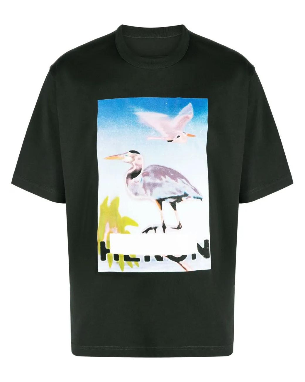 Heron Preston Black Graphic-Print Cotton T-Shirt for men