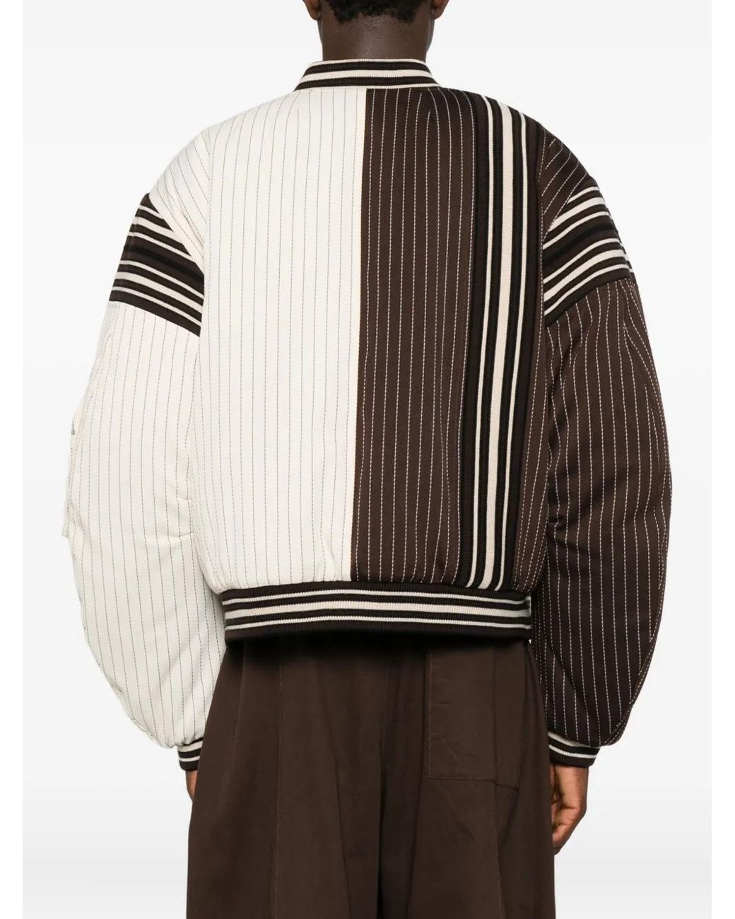 PDF Brown Pinstripe Zip-Up Jacket for men