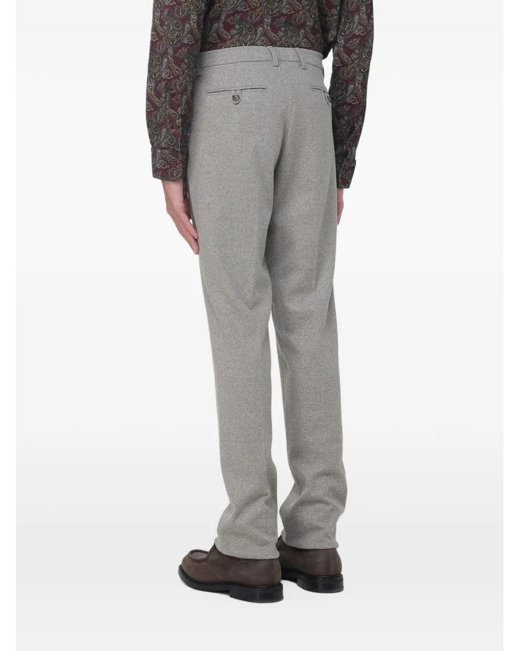 Etro Gray Pressed-Crease Tailored Trousers for men