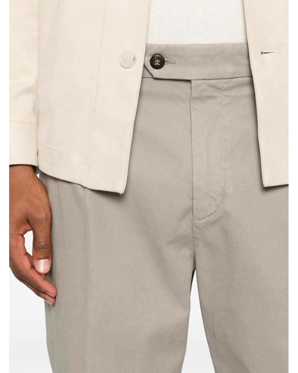 Eleventy White Pleated-Detail Trousers for men