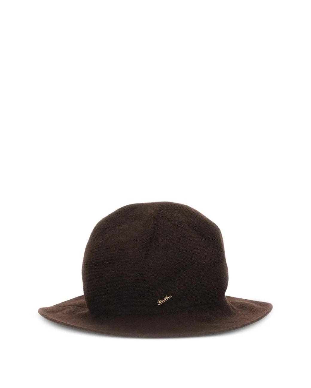 Borsalino Black Angelina Mini Logo-Plaque Cloche Hat
