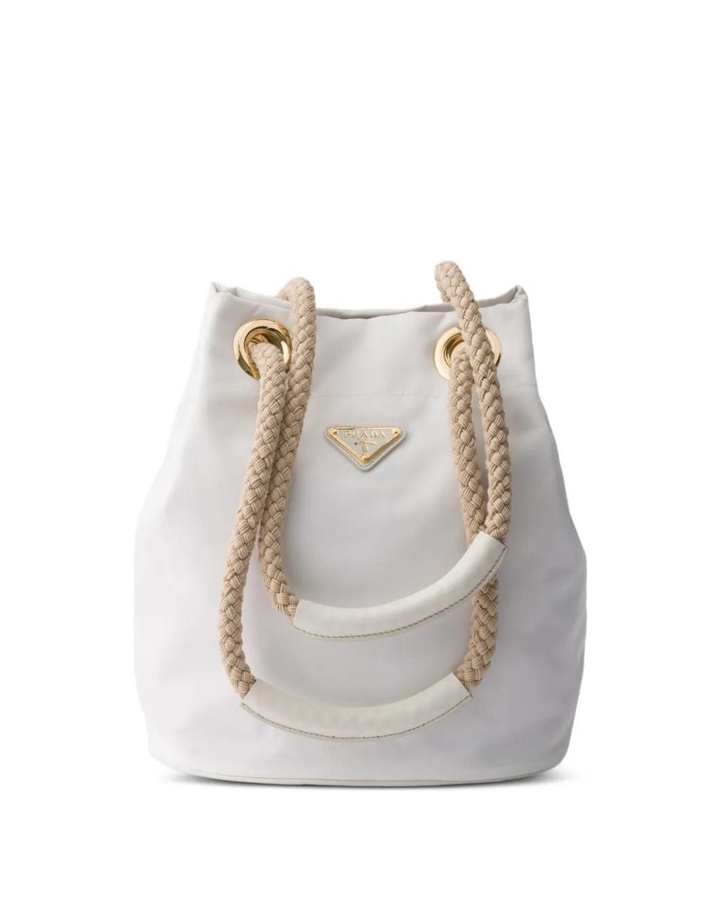 Prada White Braided Rope-Handle Tote Bag