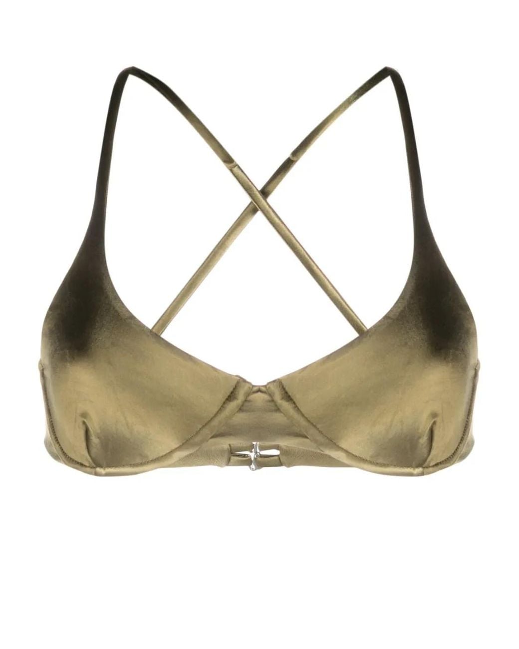 Isa Boulder Green Reversible Crossover-Strap Bikini Top