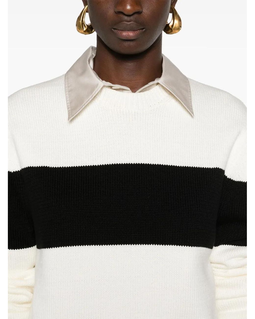 Totême Black Sweater With Striped Pattern