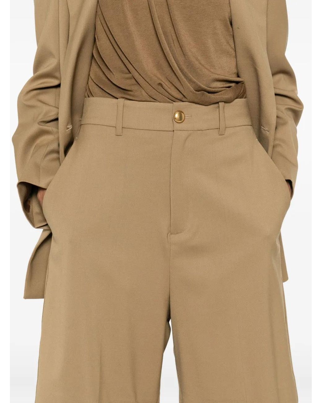 P.A.R.O.S.H. Natural Virgin Wool-Blend Shorts