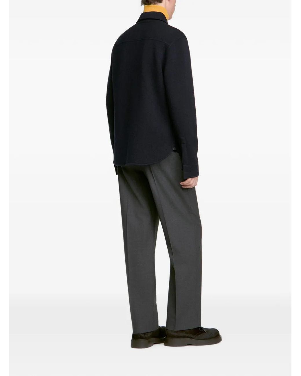 Sandro Blue Boiled Wool Overshirt for men