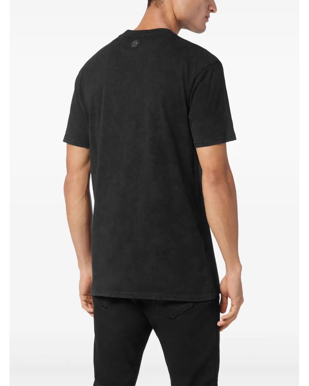 Philipp Plein Black Strass Cars Racing T-Shirt for men