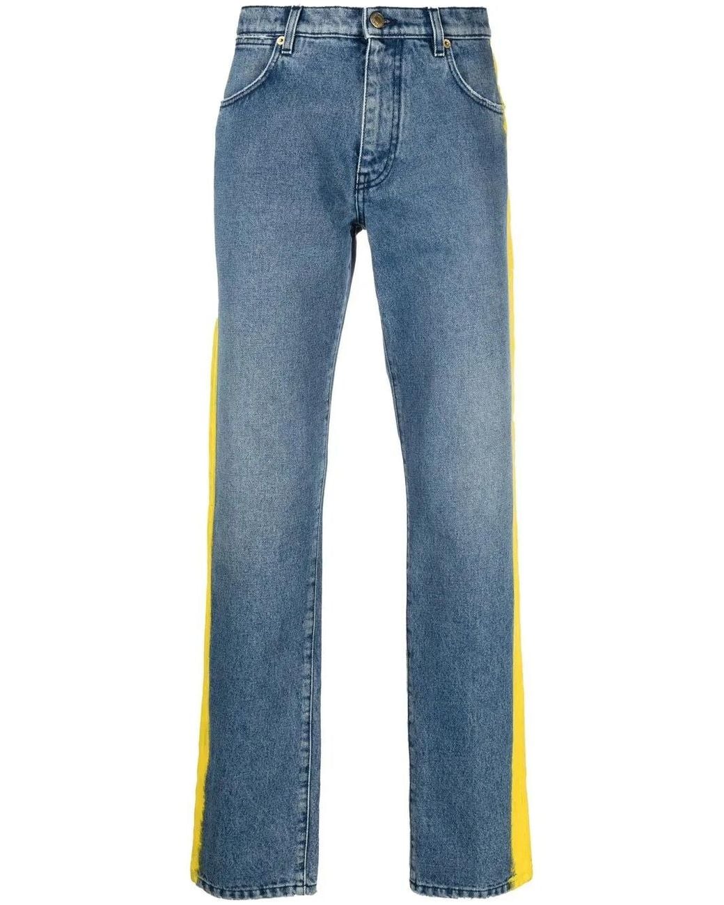 Moschino Blue Logo-Print Slim-Cut Jeans for men