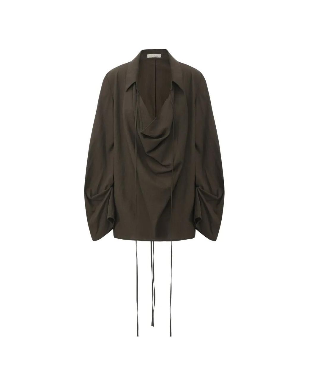 ili node Black Nfour Draped Long-Sleeve Tunic