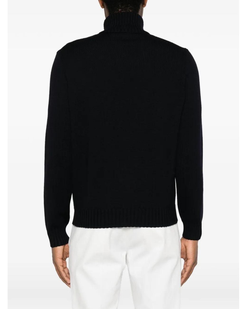 Heritage Black Ribbed-Knit Roll-Neck Sweater for men
