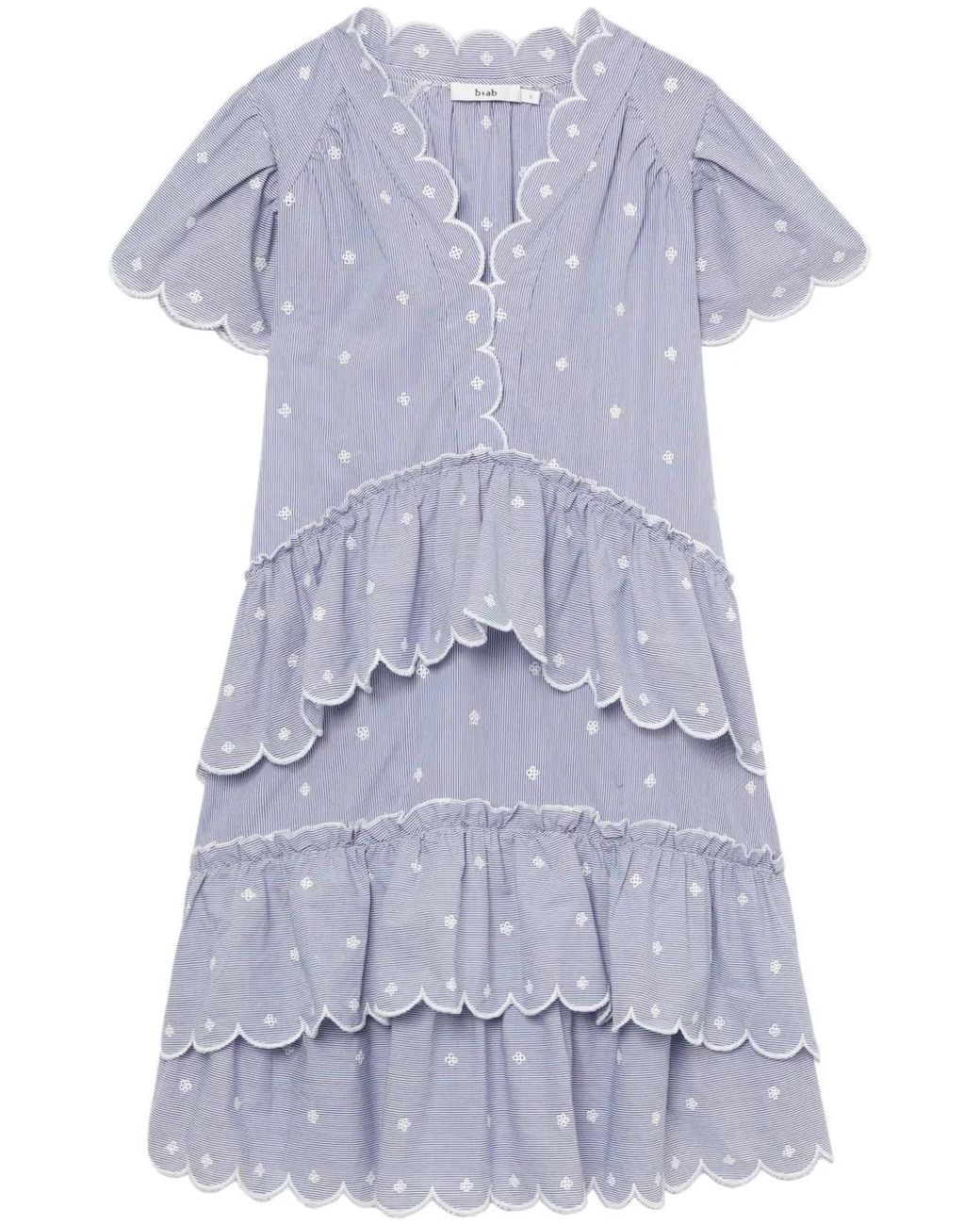 B+ AB Blue Striped Scallop-Trim Minidress