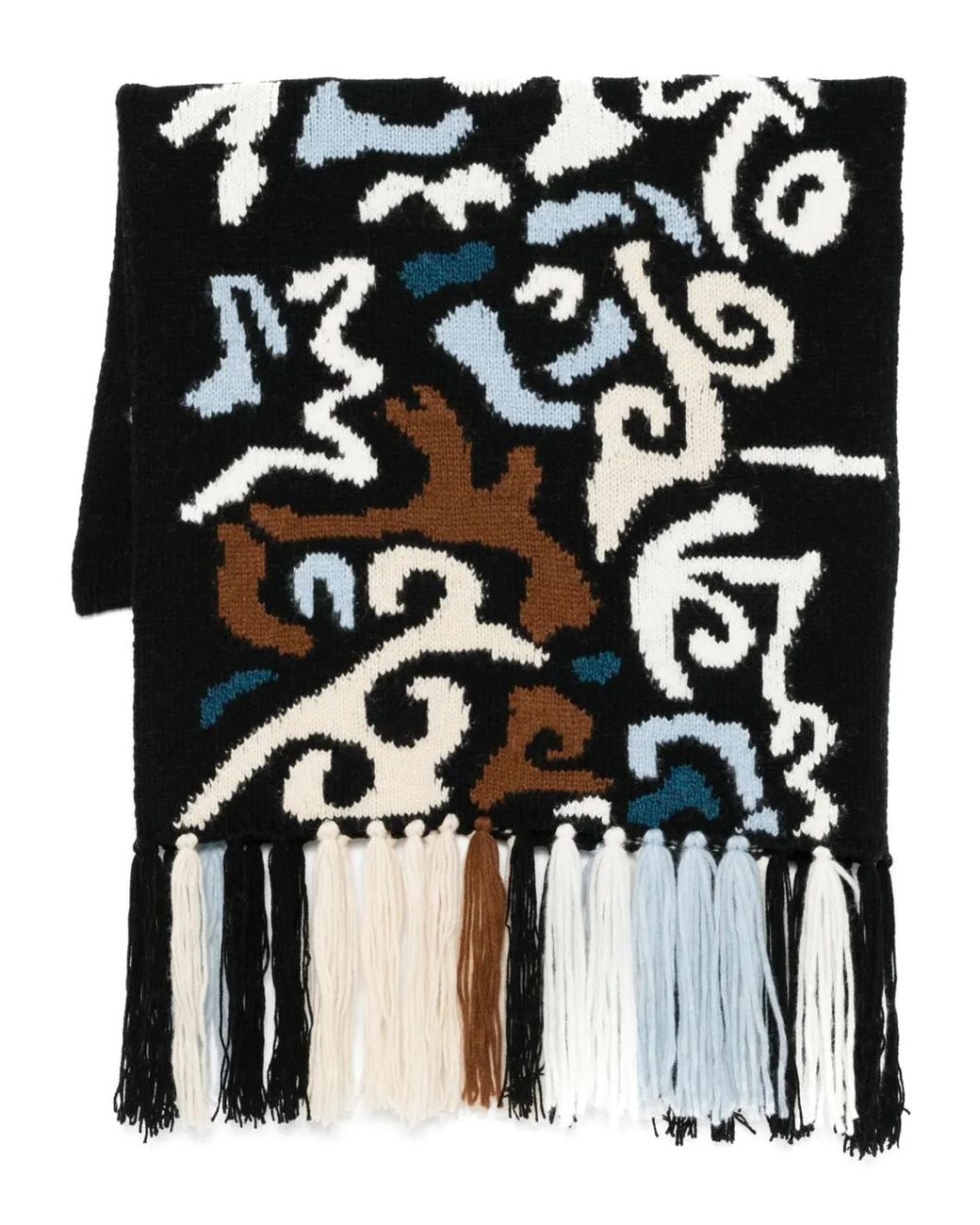 Ermanno Scervino Black Patterned-Jacquard Scarf