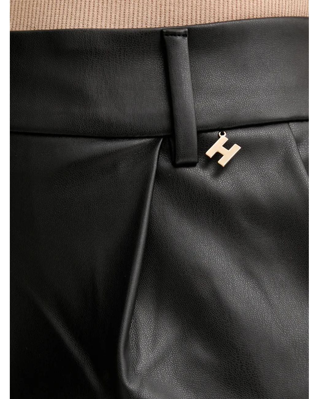 Silvian Heach Black Pleated Logo-Charm Shorts