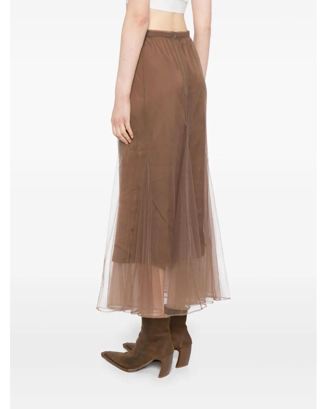 JNBY Brown Tulle Maxi Skirt