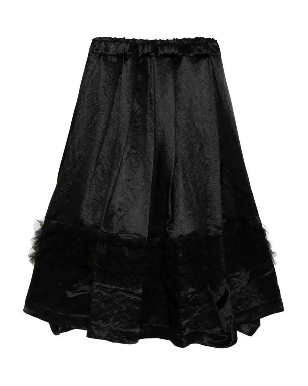 COMME DES GARÇON BLACK Black Ruffled Satin Skirt
