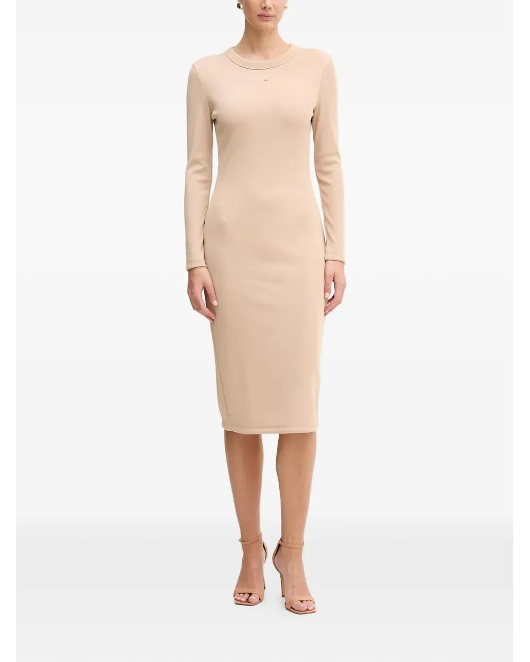 ARMANI EXCHANGE Natural Long-Sleeve Split Dress
