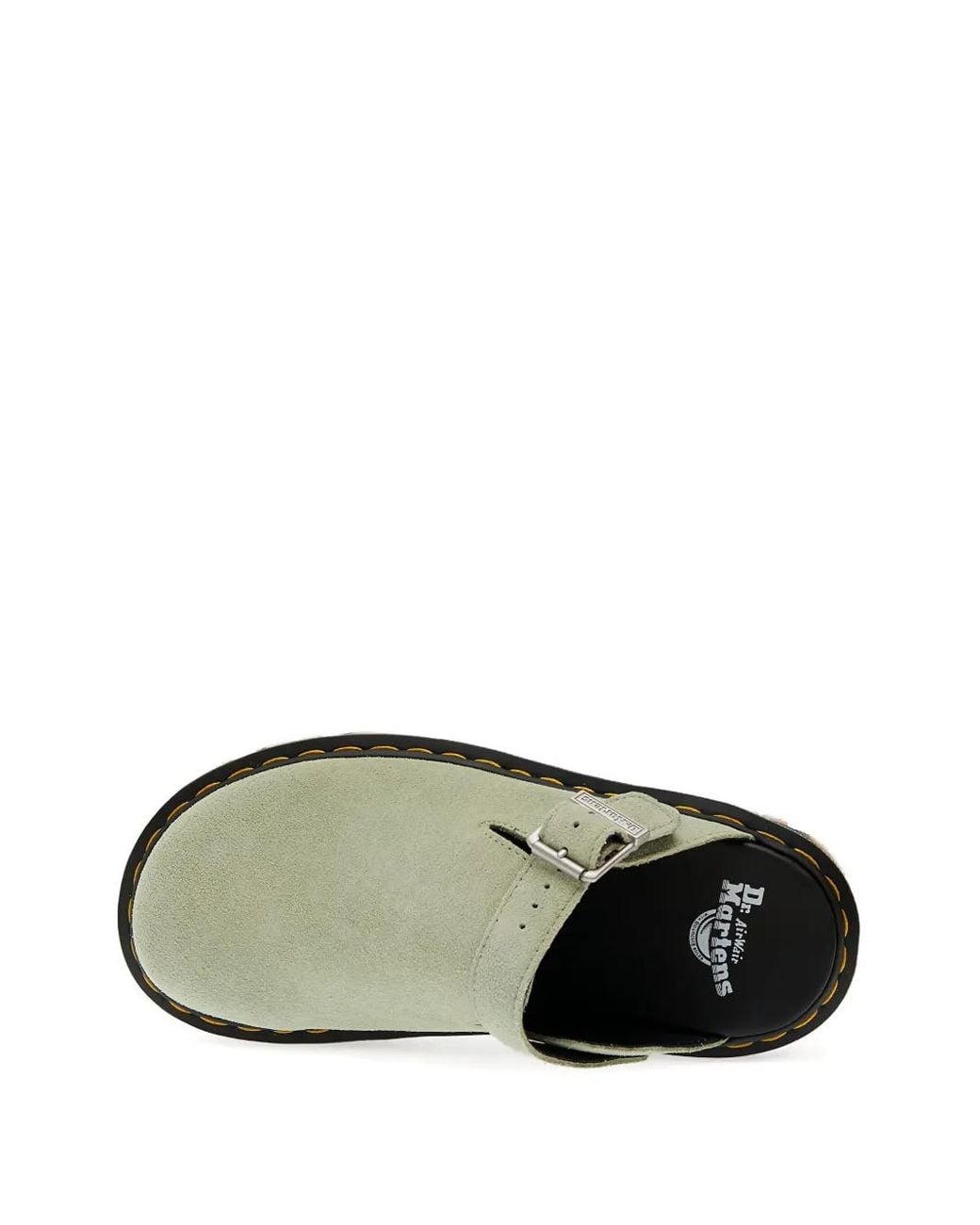 Dr. Martens Green Zebzag Buckle-Fastening Platform Flat Mules