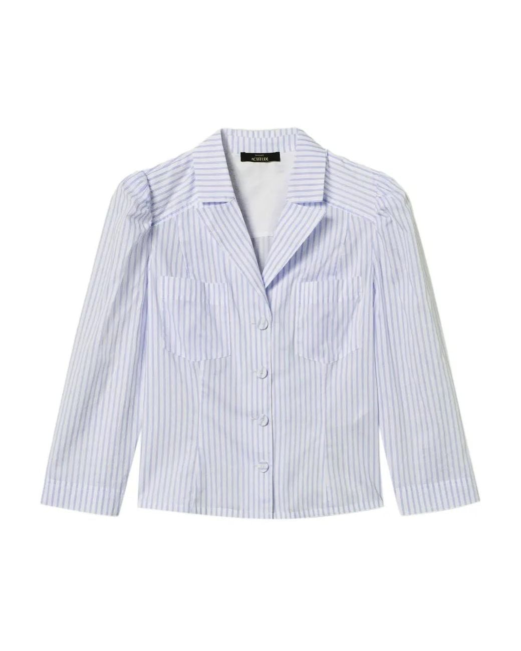 Twinset Blue Pinstriped Button-Up Shirt