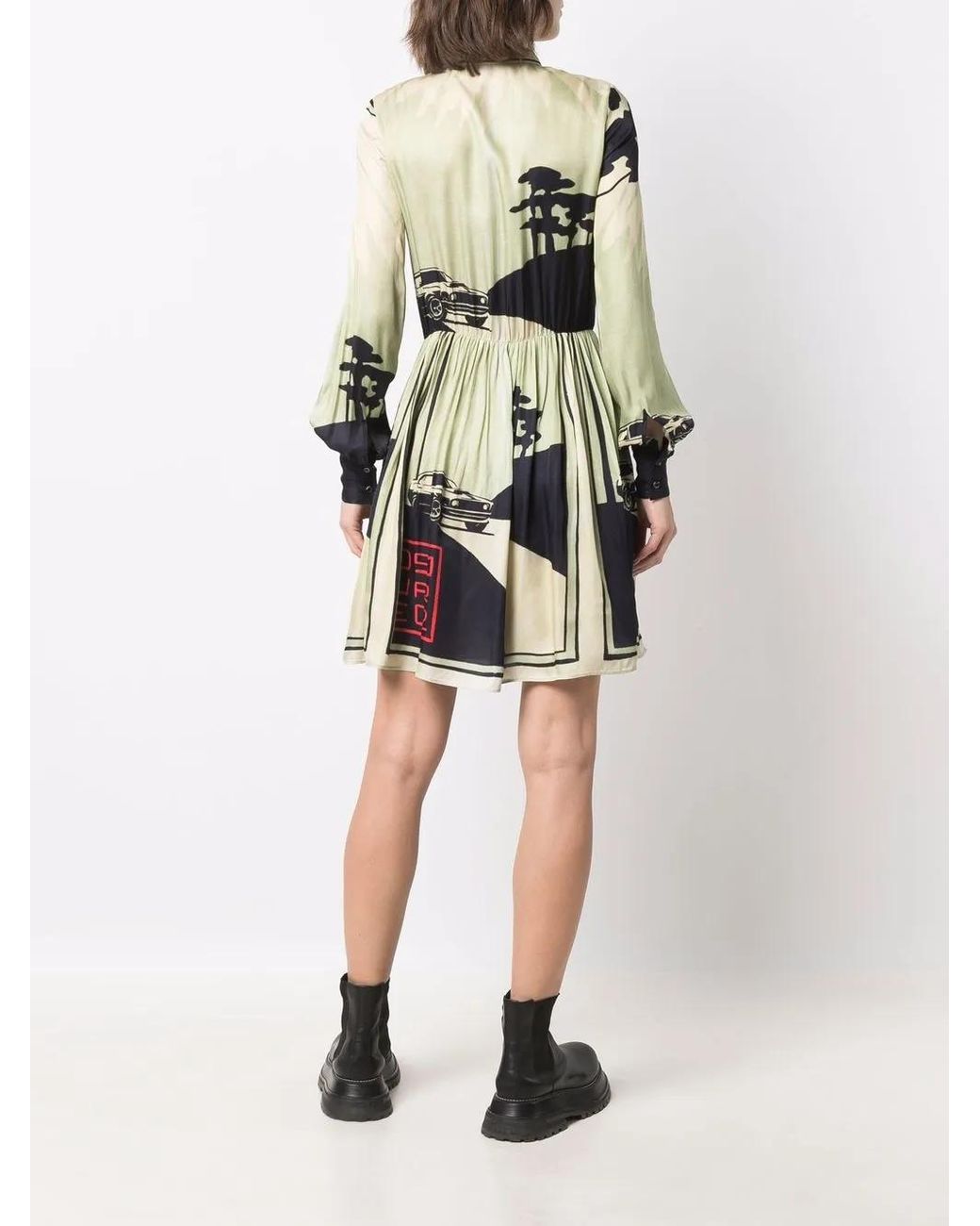 DSquared² White Graphic-Print Shirt Dress