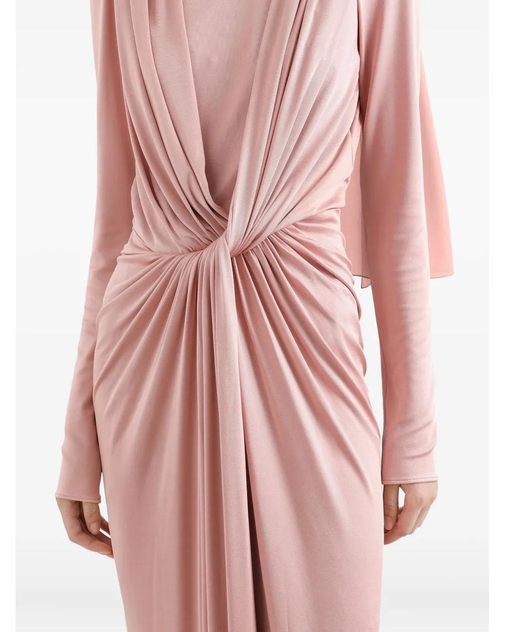 Dolce & Gabbana Pink Knot Long-Sleeve Dress