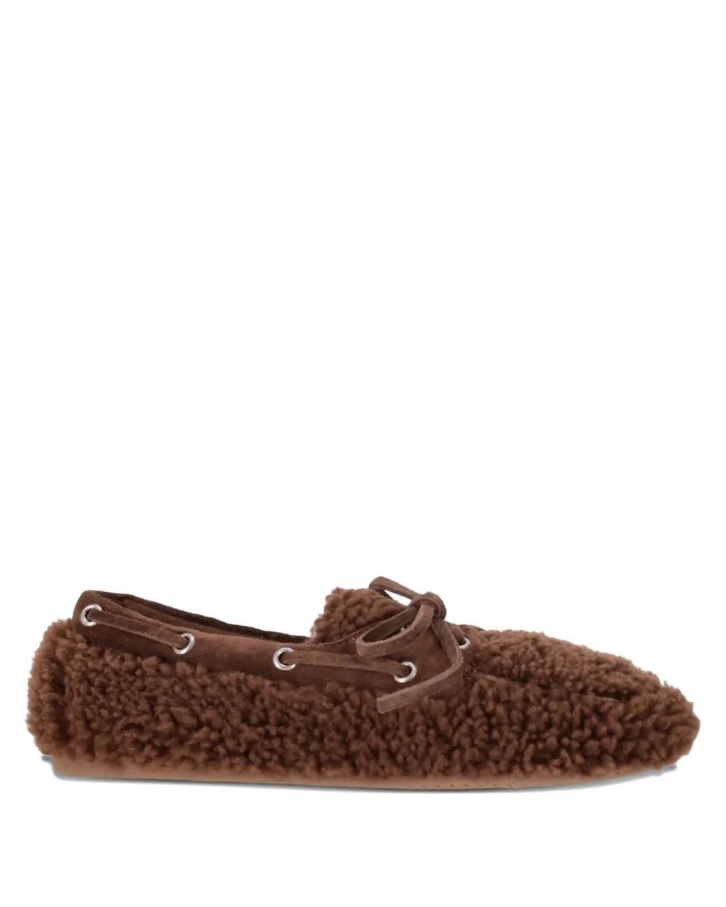 Miu Miu Brown Loafer Mit Shearling-Futter