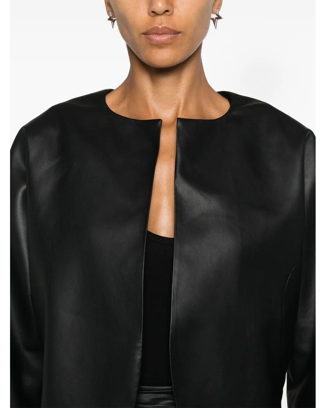 Nissa Black Faux-Leather Jacket