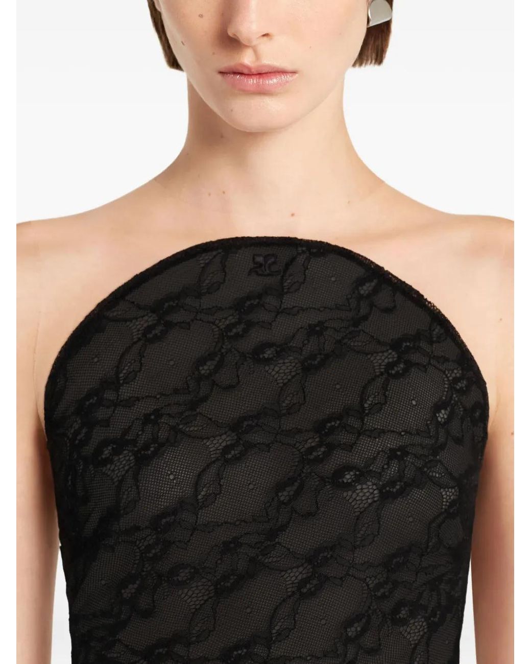 Courreges Black Mesh-Panel Bodysuit