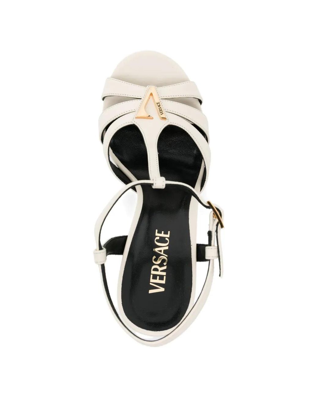 Sandalias V De Piel De 115 Mm Versace de color White