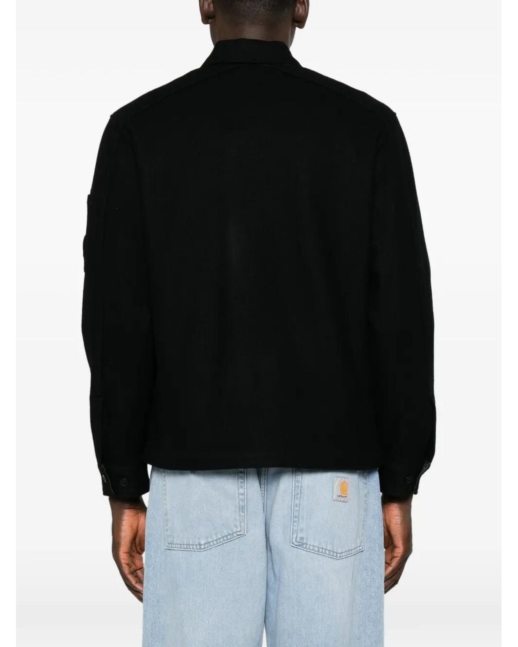 C P Company Black Lens-Detail Buttoned Jacket for men