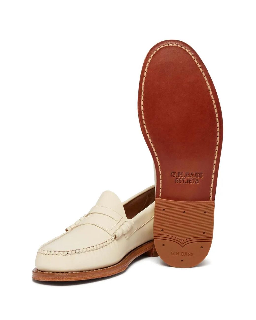 G.H.BASS White Weejuns Larson Penny Loafers for men