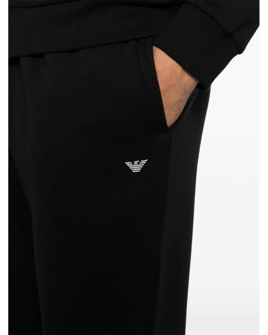 Emporio Armani Black Logo-Plaque Zip-Up Tracksuit for men
