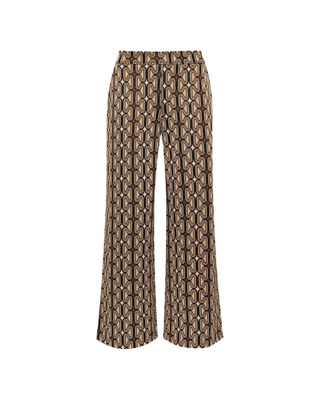 Maliparmi Natural Chain-Motif Flared Trousers