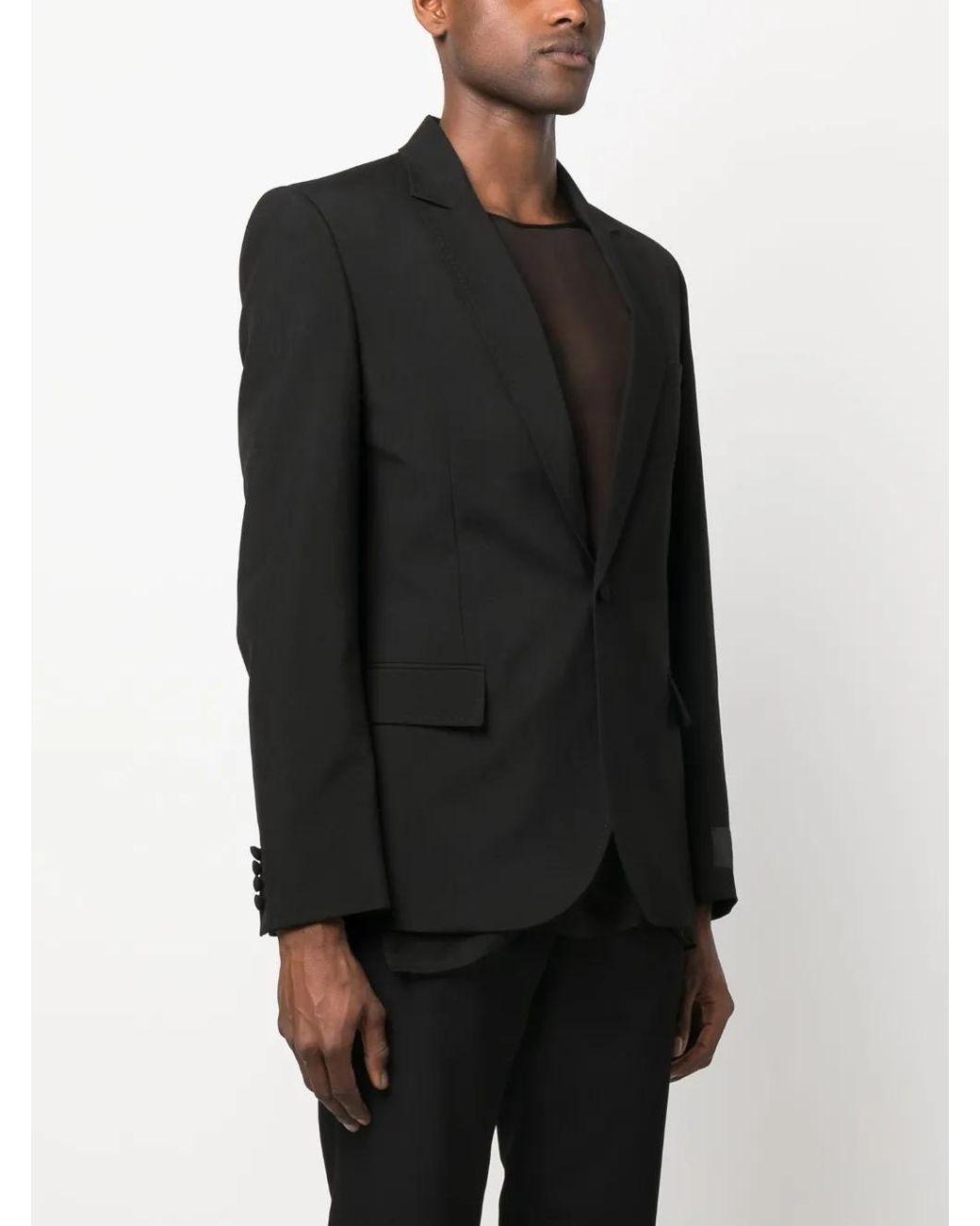 Valentino Garavani Black Logo-Patch Single-Breasted Blazer for men