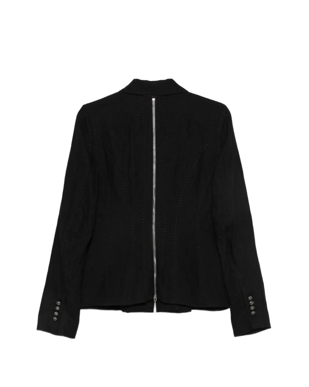 Masnada Black Double-Breasted Zip-Back Jacket
