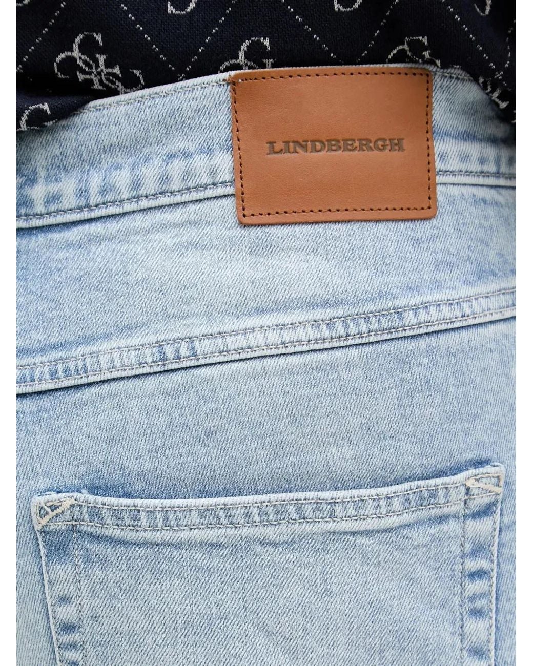 Lindbergh Blue Faded Straight-Leg Jeans for men