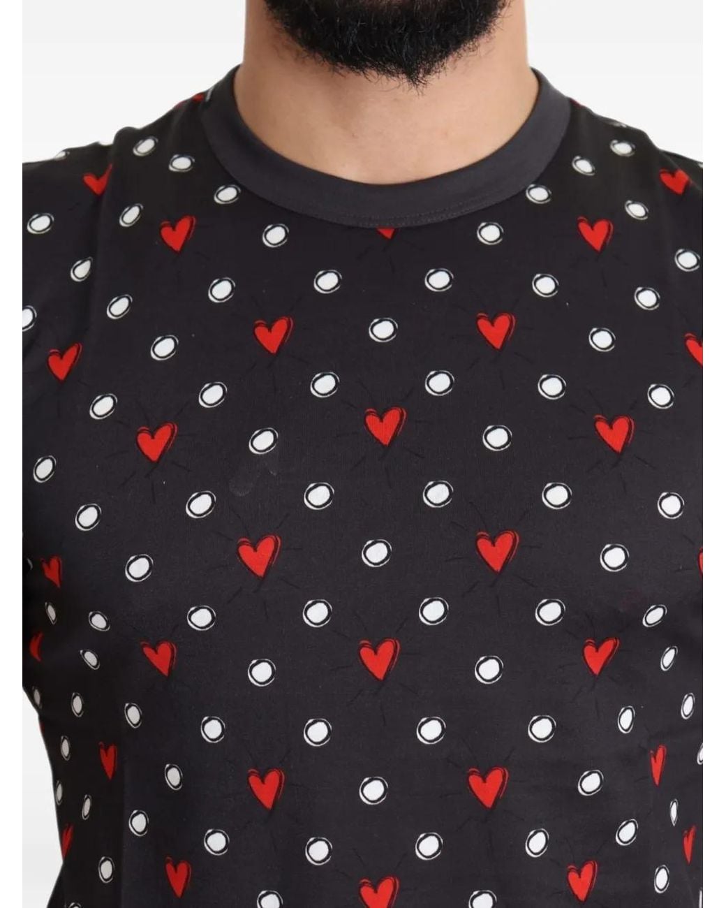 Dolce & Gabbana Black Heart-Print T-Shirt for men