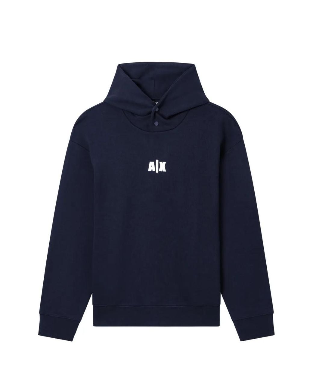 ARMANI EXCHANGE Blue Logo-Print Press-Stud Hoodie for men