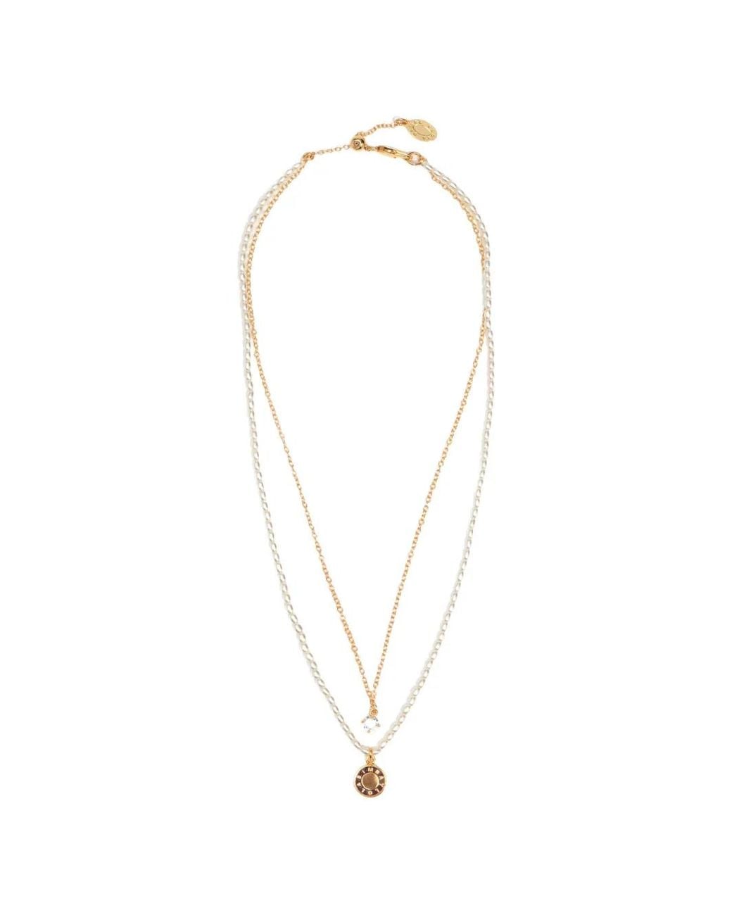 Bimba Y Lola White Logo Crystal Chain Necklace