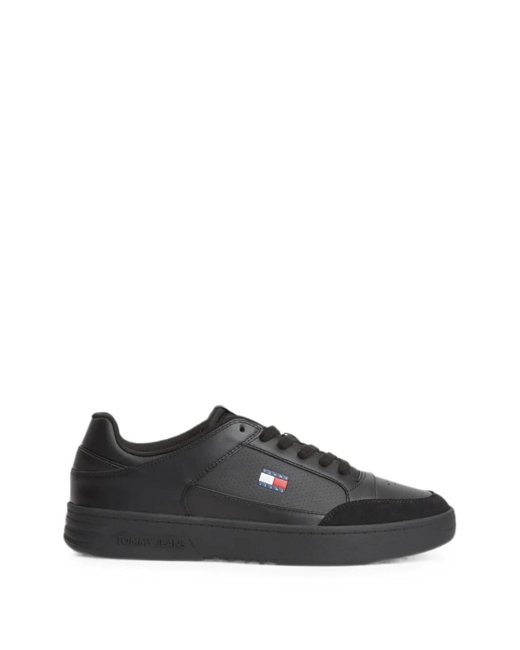 Tommy Hilfiger Black Perforated Panel-Detail Sneakers for men