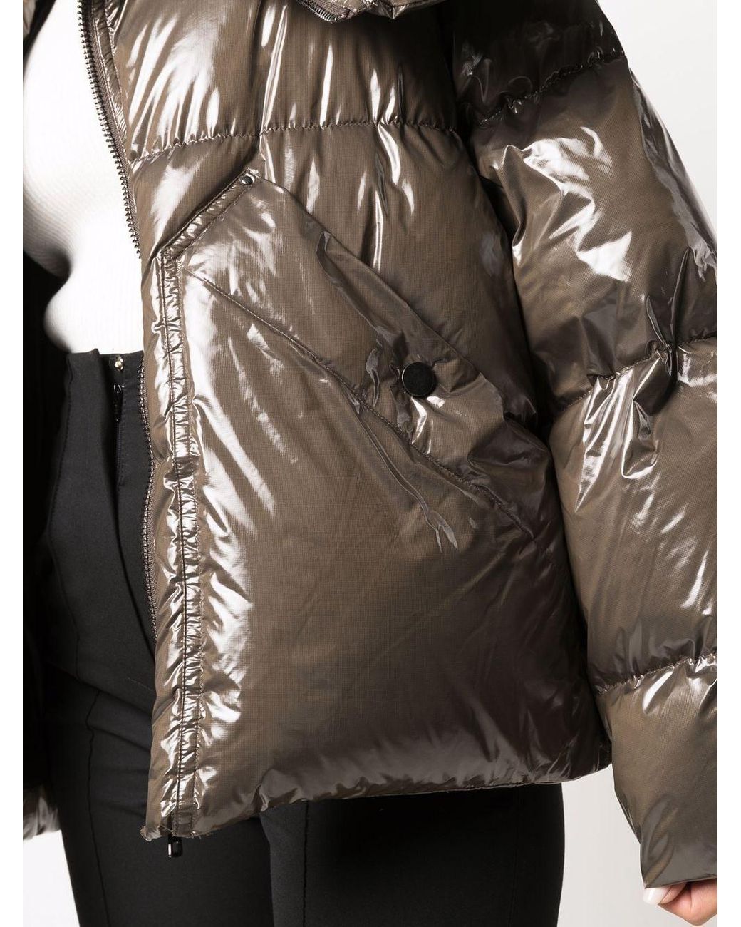Luisa Cerano High-shine Padded Jacket in Brown | Lyst