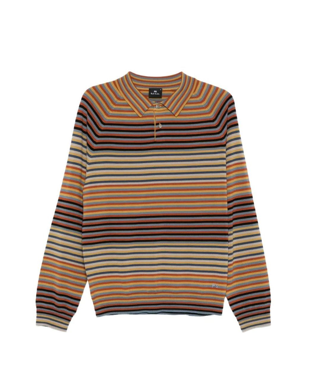 Paul Smith Brown Stripe Merino Wool Polo Shirt for men