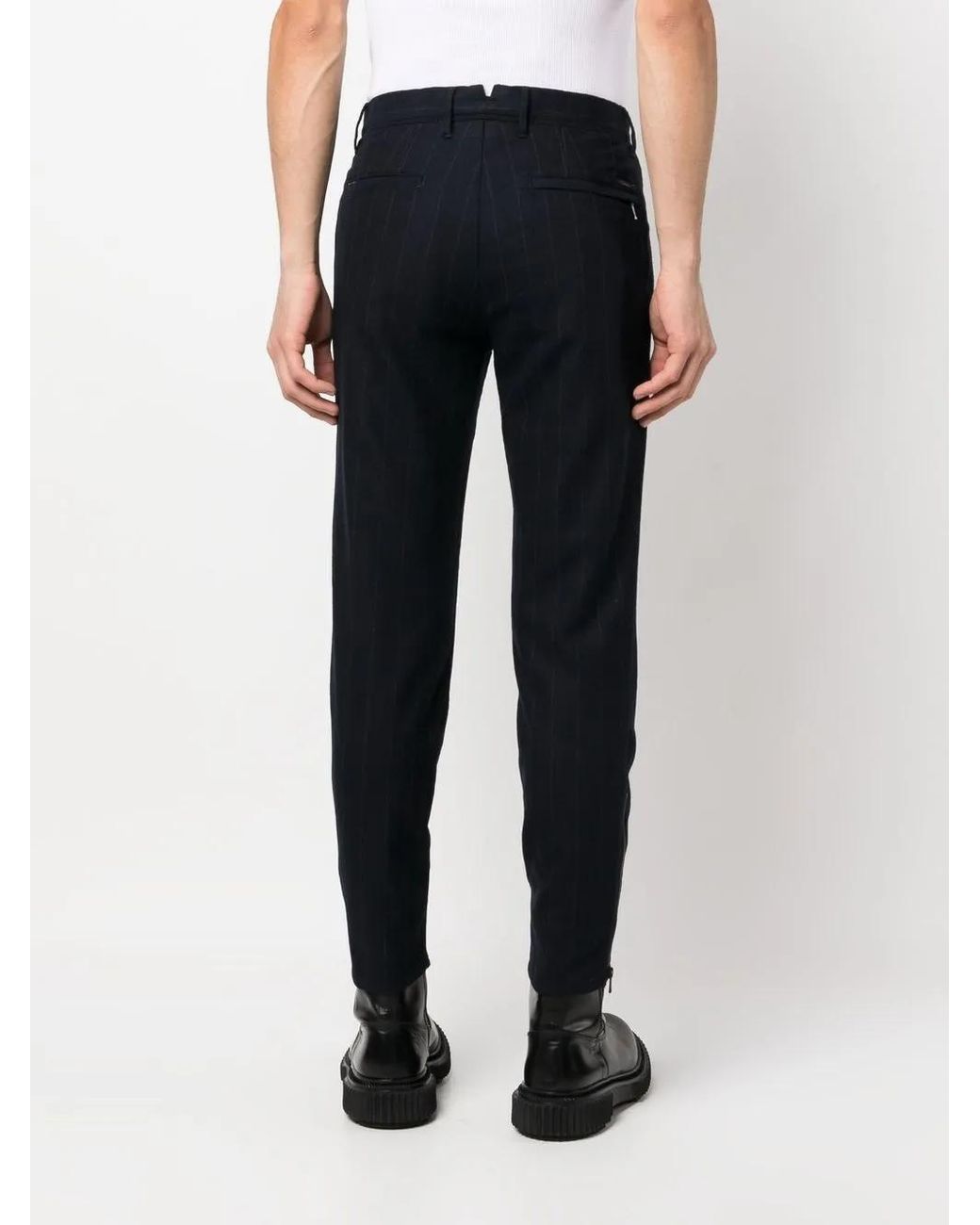 Incotex Blue Pinstripe Tailored Trousers for men