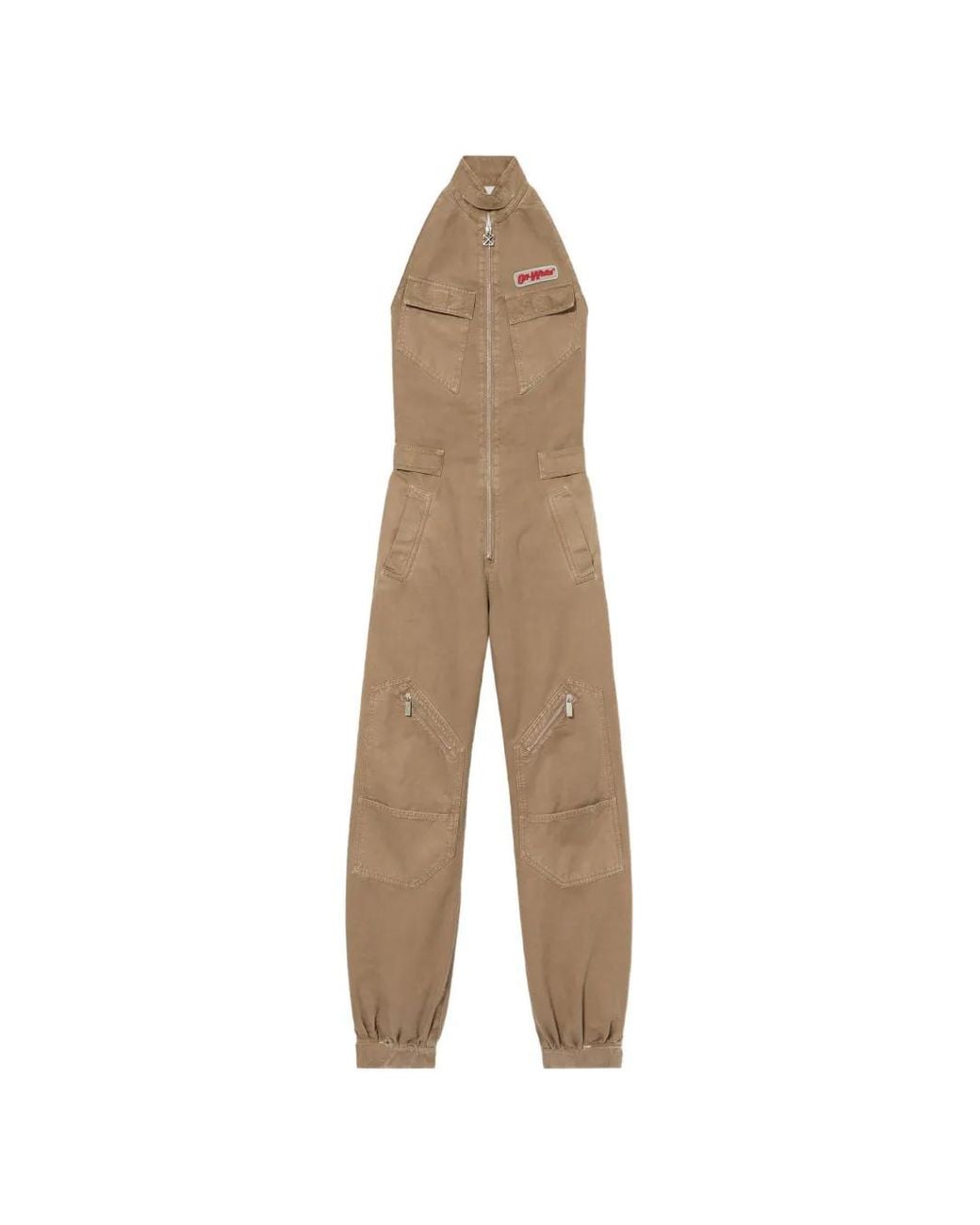 Off-White c/o Virgil Abloh Natural Logo-Detail Pocket Jumpsuit
